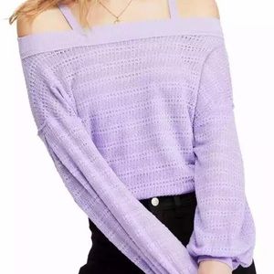 Free People Cold Shoulder Top Sweater Sistine Hacci purple lilac orchid nWT